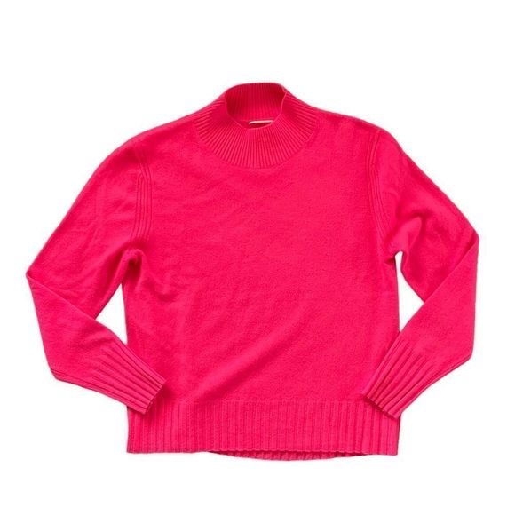 J. CREW Mock Neck 100% Cashmere Sweater Pink Size Medium - Picture 1 of 6
